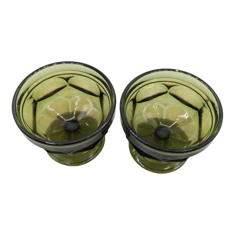Green Indiana Glass Company Set of 2 Dessert Sherbet Goblets 3.25
